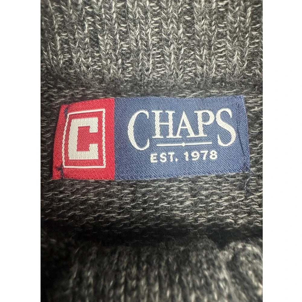 Chaps Mens Gray Mock Neck Elbow Patch Pullover Sweater L Eclectic Grandpa